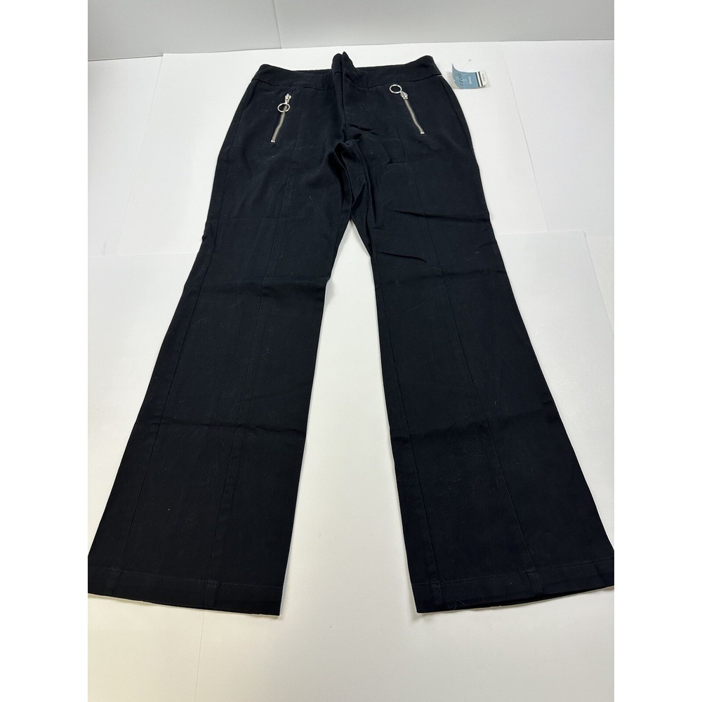 NWT Izod Pants Women's 6P Black Stretch Flare Chino Elastic Waist